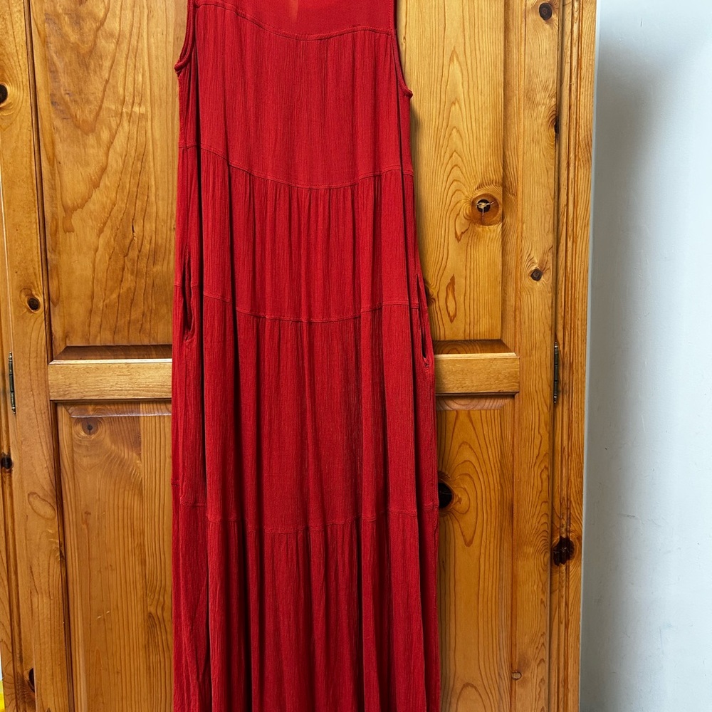 Max Studio Rust Tiered Sundress Maxi
